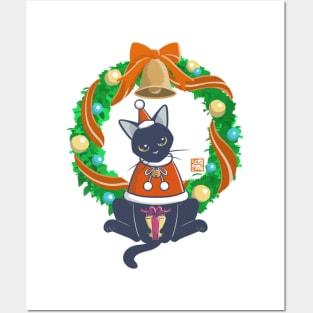 Black Cat And Wreath Posters and Art